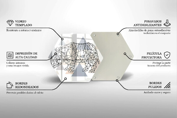 Skärbräda glas sexhörning Line art noshörning