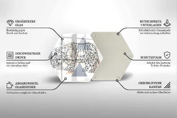 Skärbräda glas sexhörning Line art noshörning