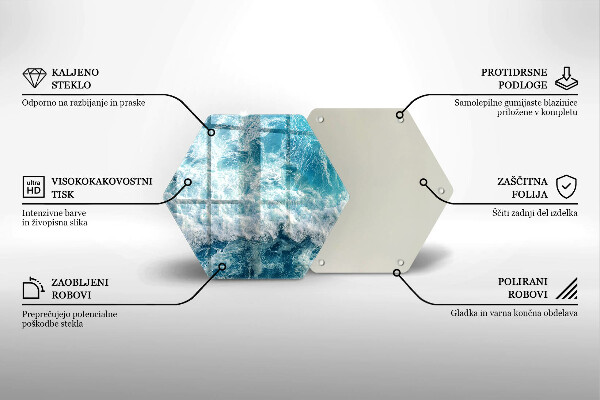 Skärbräda glas sexhörning Havsvattenvågor