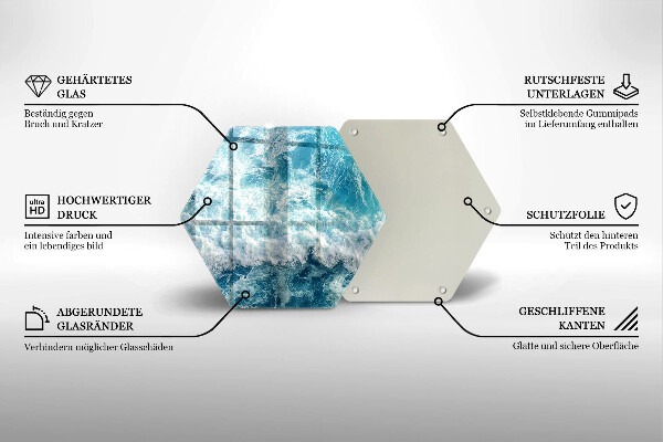 Skärbräda glas sexhörning Havsvattenvågor