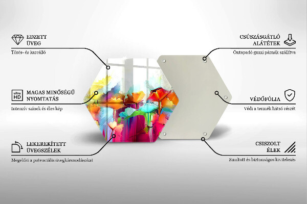 Skärbräda glas sexhörning Målade blommor