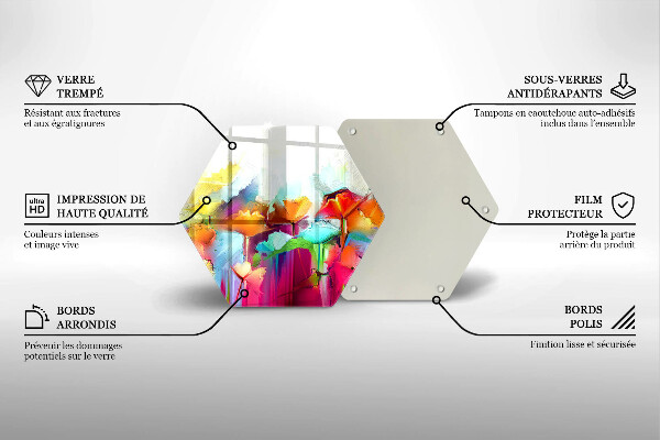 Skärbräda glas sexhörning Målade blommor