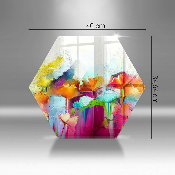 Skärbräda glas sexhörning Målade blommor