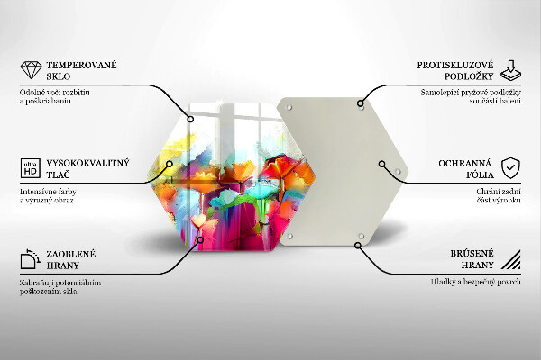 Skärbräda glas sexhörning Målade blommor