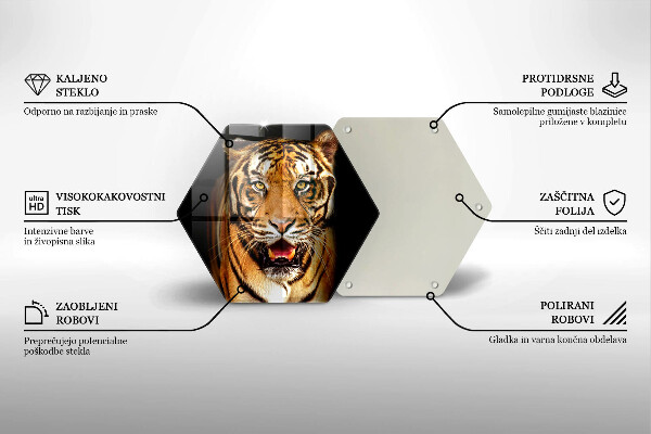 Skärbräda glas sexhörning Vild djur tiger