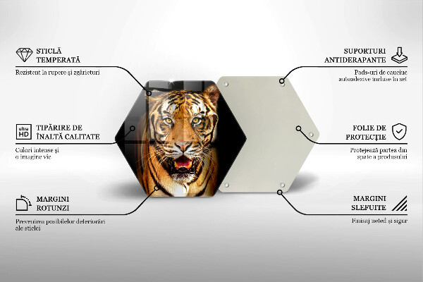 Skärbräda glas sexhörning Vild djur tiger