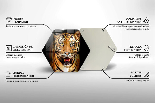 Skärbräda glas sexhörning Vild djur tiger