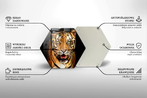 Skärbräda glas sexhörning Vild djur tiger