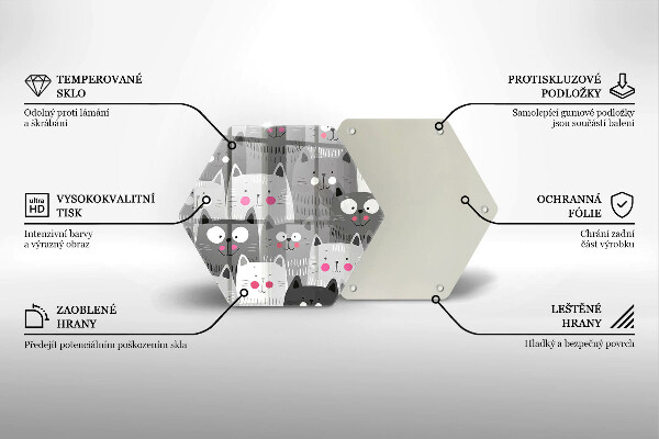 Skärbräda glas sexhörning Katter illustration