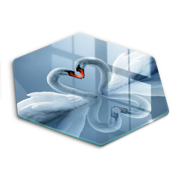 Skärbräda glas sexhörning Två svanhjärtan