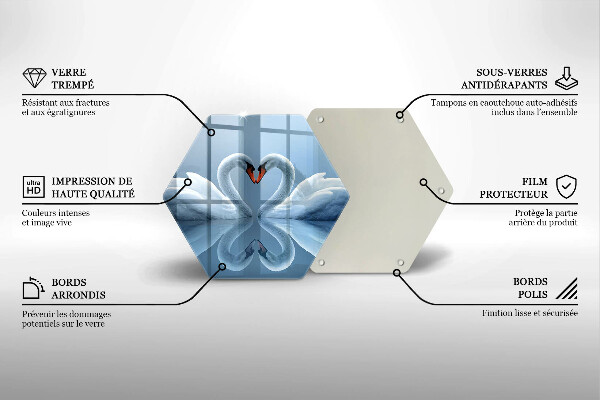 Skärbräda glas sexhörning Två svanhjärtan