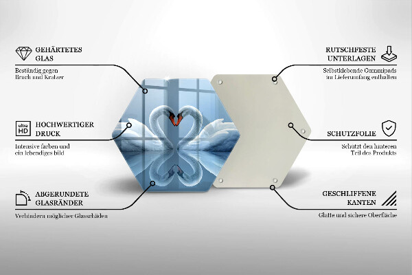 Skärbräda glas sexhörning Två svanhjärtan