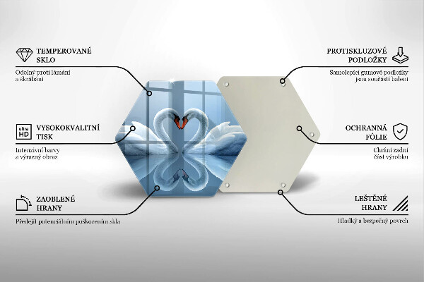 Skärbräda glas sexhörning Två svanhjärtan