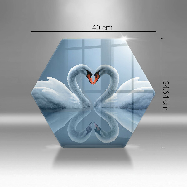 Skärbräda glas sexhörning Två svanhjärtan