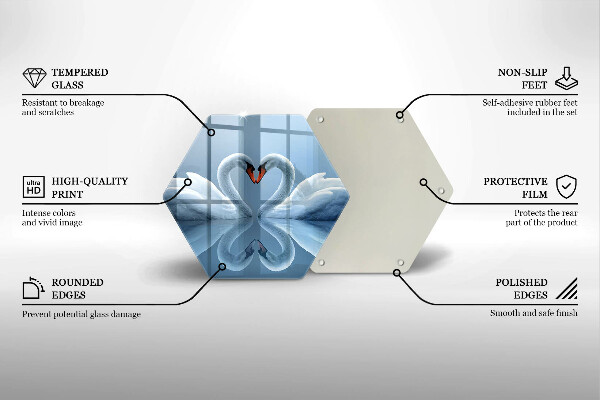 Skärbräda glas sexhörning Två svanhjärtan