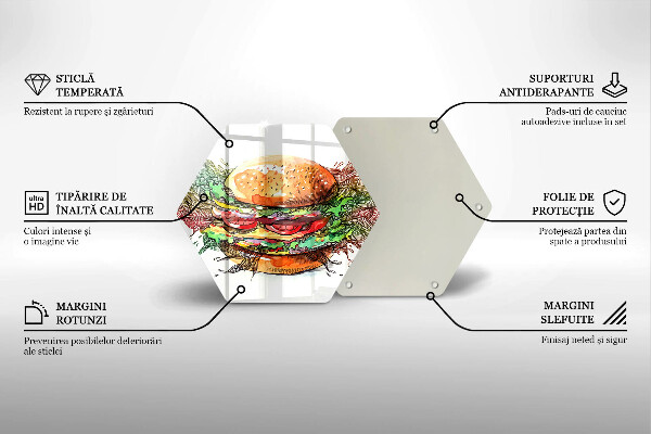 Skärbräda glas sexhörning Hamburgerteckning