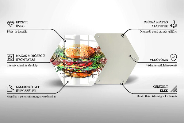 Skärbräda glas sexhörning Hamburgerteckning