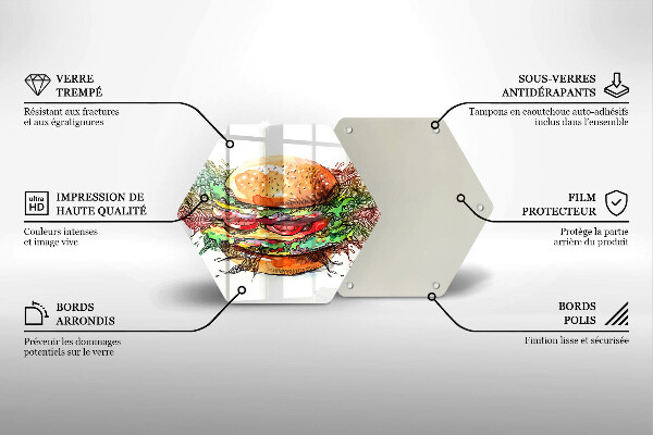 Skärbräda glas sexhörning Hamburgerteckning