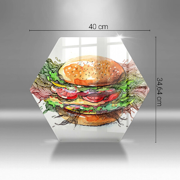Skärbräda glas sexhörning Hamburgerteckning