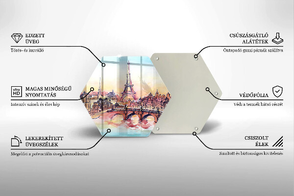 Skärbräda glas sexhörning Landskap av Paris Eiffeltorn