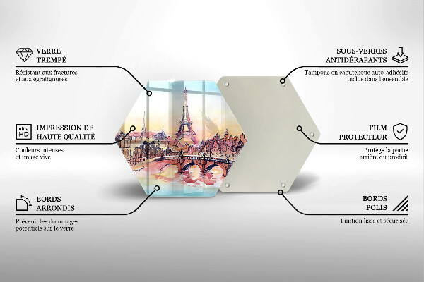 Skärbräda glas sexhörning Landskap av Paris Eiffeltorn