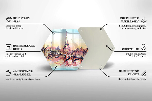 Skärbräda glas sexhörning Landskap av Paris Eiffeltorn