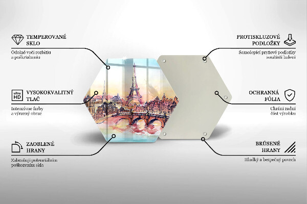Skärbräda glas sexhörning Landskap av Paris Eiffeltorn