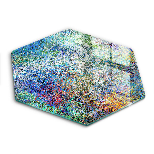 Skärbräda glas sexhörning Färgglad linje abstraktion