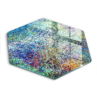 Skärbräda glas sexhörning Färgglad linje abstraktion
