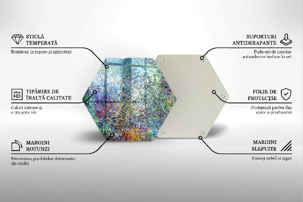 Skärbräda glas sexhörning Färgglad linje abstraktion