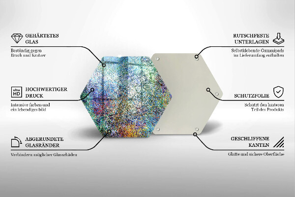 Skärbräda glas sexhörning Färgglad linje abstraktion