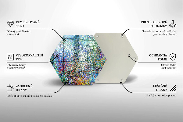Skärbräda glas sexhörning Färgglad linje abstraktion