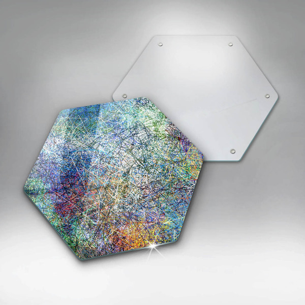 Skärbräda glas sexhörning Färgglad linje abstraktion