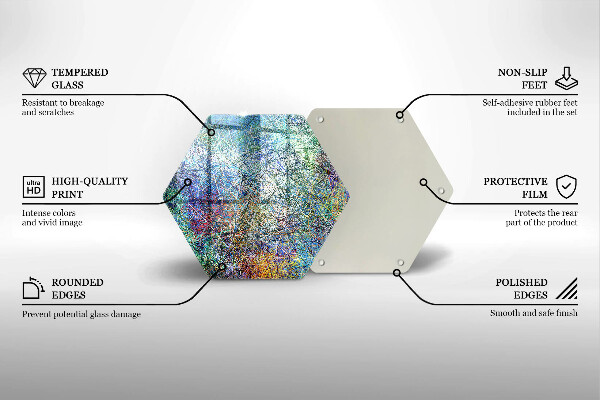 Skärbräda glas sexhörning Färgglad linje abstraktion