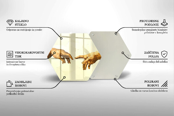 Skärbräda glas sexhörning Skapandet av Adams händer