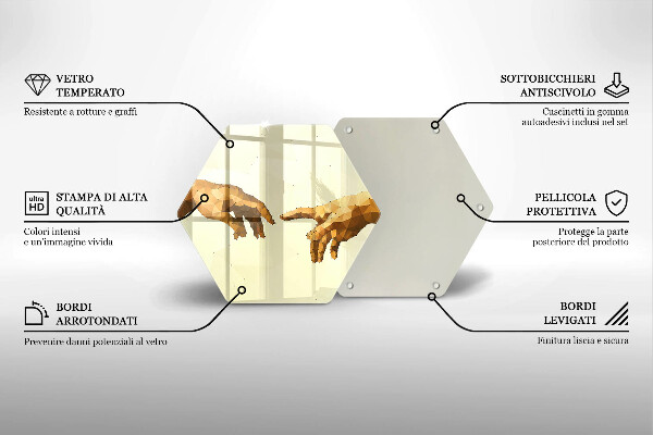 Skärbräda glas sexhörning Skapandet av Adams händer