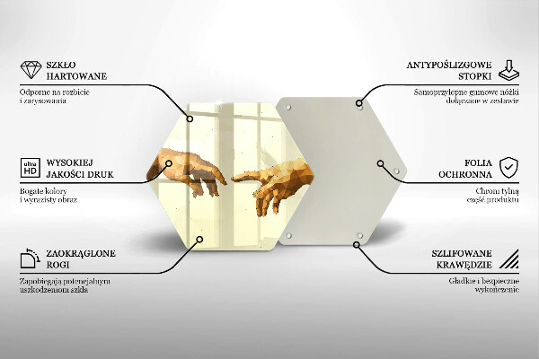 Skärbräda glas sexhörning Skapandet av Adams händer