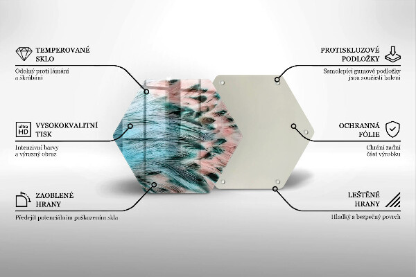 Skärbräda glas sexhörning Boho fågelfjädrar