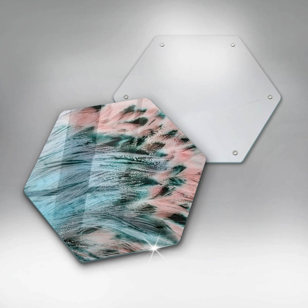 Skärbräda glas sexhörning Boho fågelfjädrar