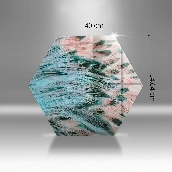 Skärbräda glas sexhörning Boho fågelfjädrar