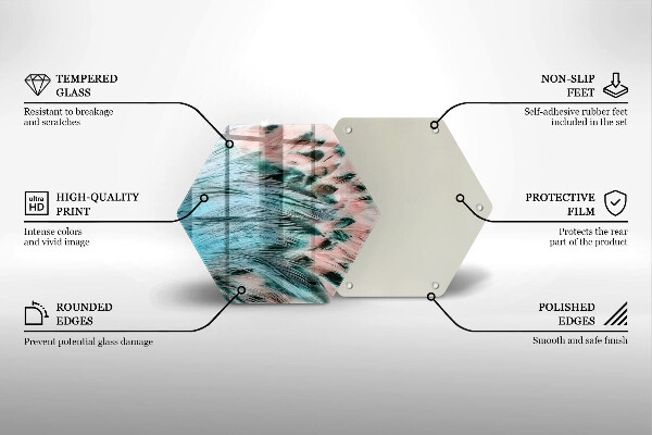 Skärbräda glas sexhörning Boho fågelfjädrar