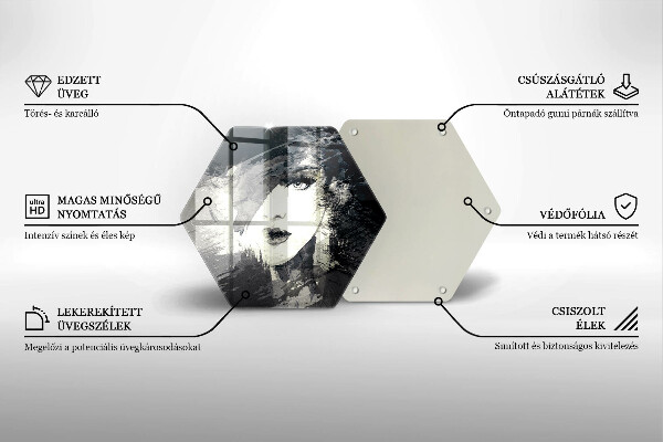 Skärbräda glas sexhörning Målning av en kvinna