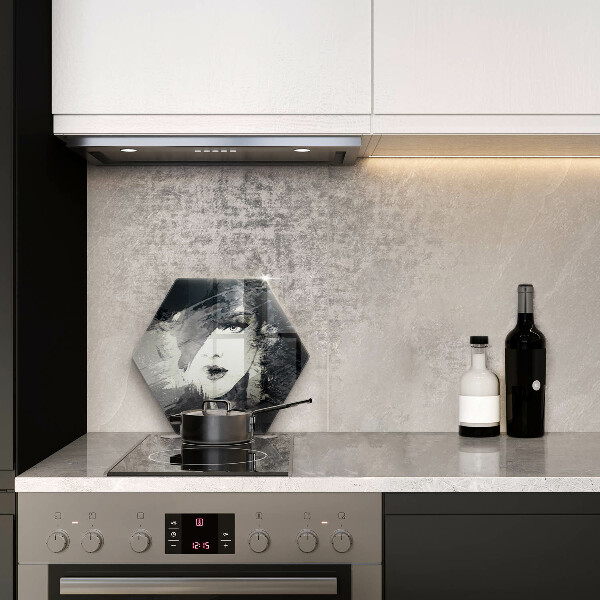 Skärbräda glas sexhörning Målning av en kvinna