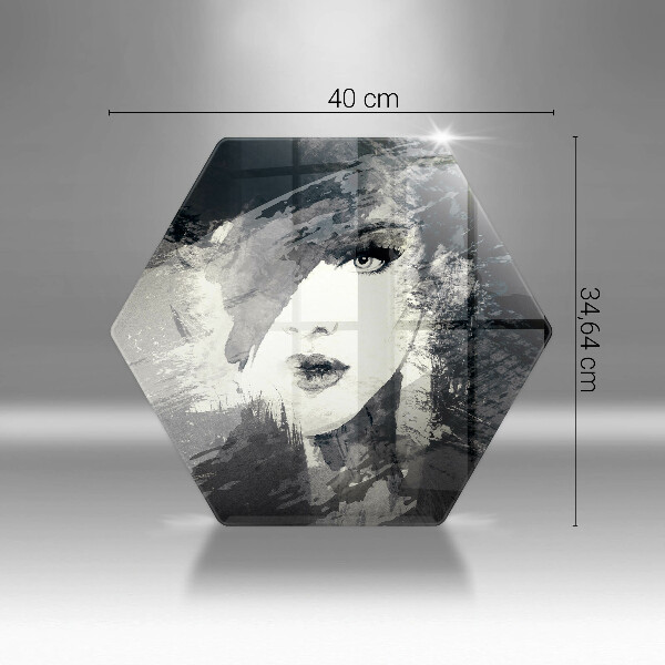 Skärbräda glas sexhörning Målning av en kvinna