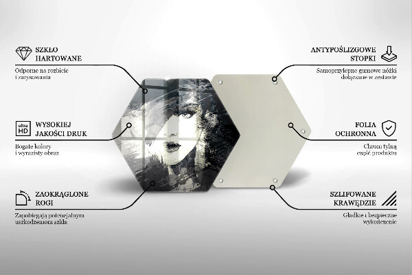 Skärbräda glas sexhörning Målning av en kvinna