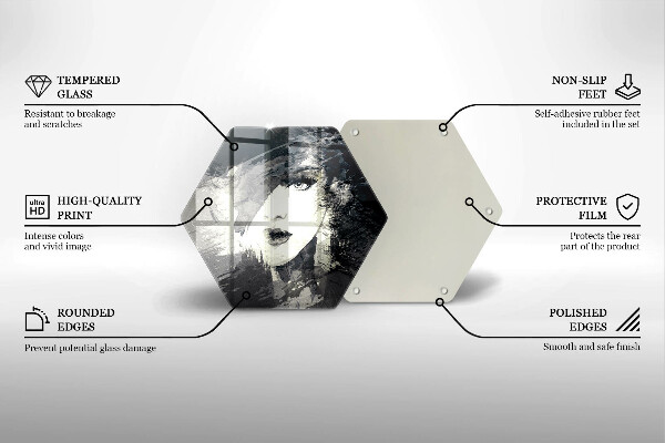 Skärbräda glas sexhörning Målning av en kvinna