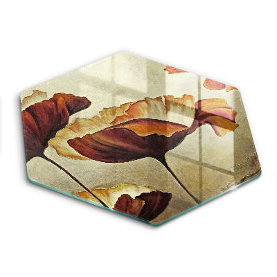 Skärbräda glas sexhörning Målade bohoblommor