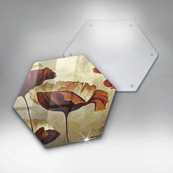 Skärbräda glas sexhörning Målade bohoblommor