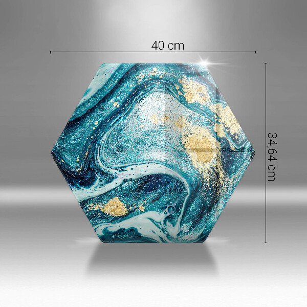 Skärbräda glas sexhörning Blå guld abstraktion