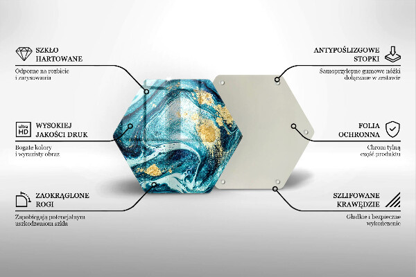 Skärbräda glas sexhörning Blå guld abstraktion